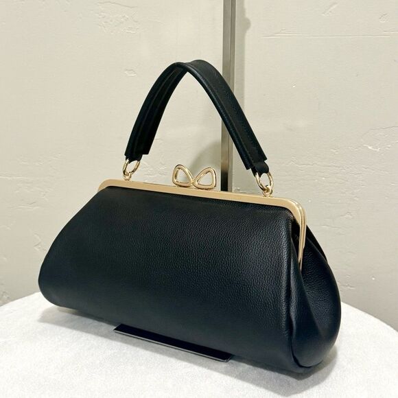 Premium Pebble Calfskin Handmade “Bow” Kisslock Baguette Bag & 3 Strap Styles - Picture 7 of 15